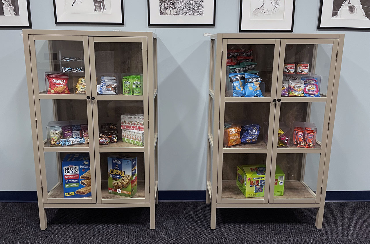 photo of two cabinets where food items are available